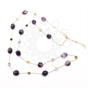 925 Sterling Silver Geometric Beaded Necklace