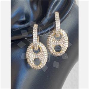 925 Sterling Silver Geometric Design Zirconia  Dangle Earrings