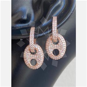 925 Sterling Silver Geometric Design Zirconia  Dangle Earrings