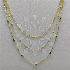 925 Sterling Silver Geometric Minimal Dainty Multi Strand Necklace