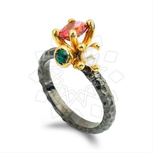 925 Sterling Silver Geometric Multi Gemstone Rings