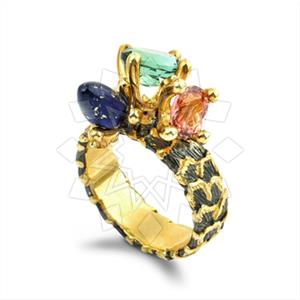 925 Sterling Silver Geometric Multi Gemstone Rings