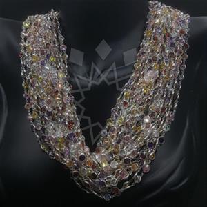 925 Sterling Silver Geometric Multi Strand Necklace