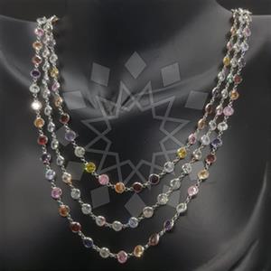 925 Sterling Silver Geometric Multi Strand Necklace