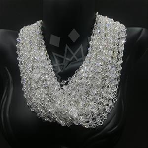 925 Sterling Silver Geometric Multi Strand Necklace