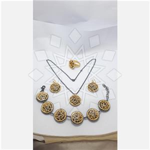 925 Sterling Silver Geometric Ring Earring Necklace Bracelet Sets