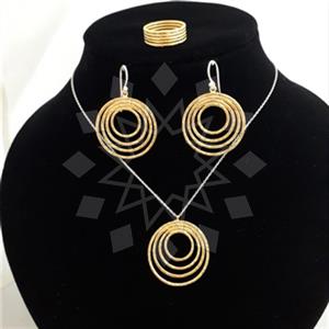 925 Sterling Silver Geometric Ring Earring Necklace Sets