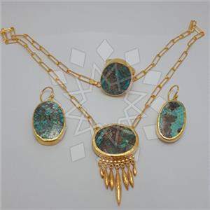 925 Sterling Silver Geometric Ring Earring Necklace Sets