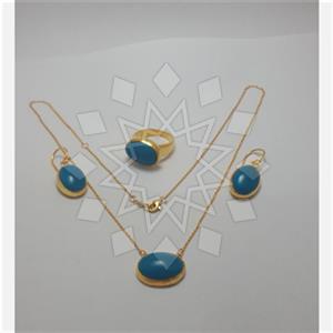 925 Sterling Silver Geometric Ring Earring Necklace Sets