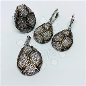 925 Sterling Silver Geometric Ring Earring Necklace Sets