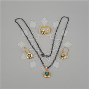 925 Sterling Silver Geometric Ring Earring Necklace Sets