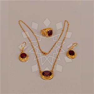 925 Sterling Silver Geometric Ring Earring Necklace Sets