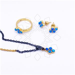 925 Sterling Silver Geometric Ring Earring Necklace Sets