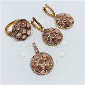 925 Sterling Silver Geometric Ring Earring Pendant Sets