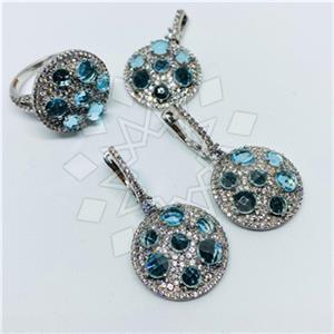 925 Sterling Silver Geometric Ring Earring Pendant Sets
