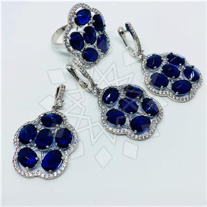 925 Sterling Silver Geometric Ring Earring Pendant Sets