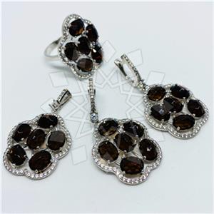 925 Sterling Silver Geometric Ring Earring Pendant Sets