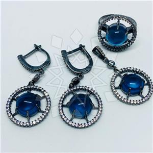925 Sterling Silver Geometric Ring Earring Pendant Sets