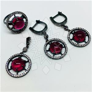 925 Sterling Silver Geometric Ring Earring Pendant Sets