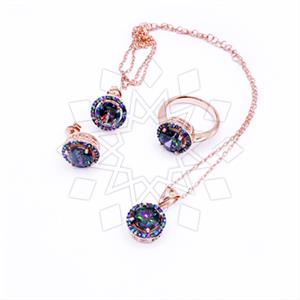 925 Sterling Silver Geometric Ring Earring Pendant Sets