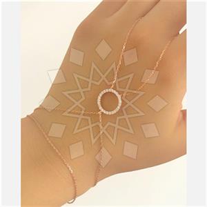 925 Sterling Silver Geometric Single Finger to Bracelet Hand Jewelry