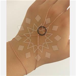 925 Sterling Silver Geometric Single Finger to Bracelet Hand Jewelry