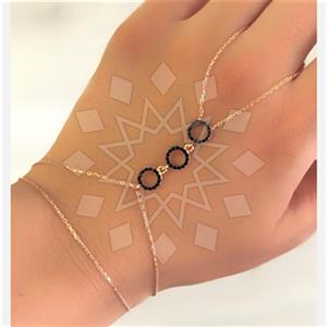 925 Sterling Silver Geometric Single Finger to Bracelet Hand Jewelry
