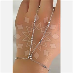 925 Sterling Silver Geometric Single Finger to Bracelet Hand Jewelry