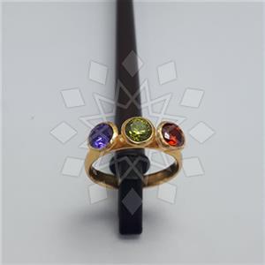 925 Sterling Silver Geometric Triple Gemstone Rings