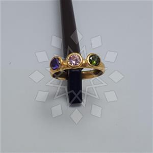 925 Sterling Silver Geometric Triple Gemstone Rings