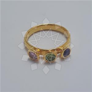 925 Sterling Silver Geometric Triple Gemstone Rings