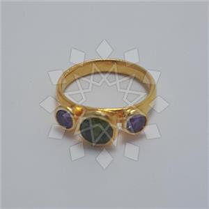 925 Sterling Silver Geometric Triple Gemstone Rings