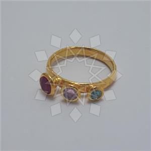 925 Sterling Silver Geometric Triple Gemstone Rings