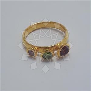 925 Sterling Silver Geometric Triple Gemstone Rings