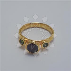 925 Sterling Silver Geometric Triple Gemstone Rings
