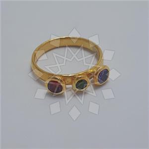 925 Sterling Silver Geometric Triple Gemstone Rings