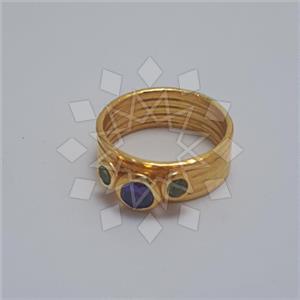 925 Sterling Silver Geometric Triple Gemstone Rings