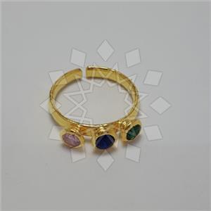 925 Sterling Silver Geometric Triple Gemstone Rings