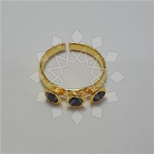 925 Sterling Silver Geometric Triple Gemstone Rings