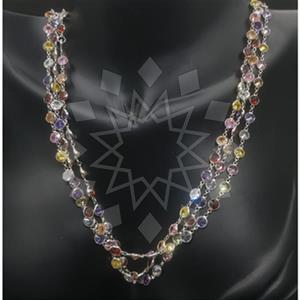 925 Sterling Silver Geometric Multi Strand Necklace
