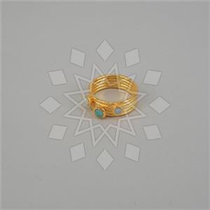 925 Sterling Silver Geometric Triple Gemstone Rings