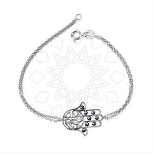 925 Sterling Silver Hamsa Hand Evil Eye Classic Bracelets