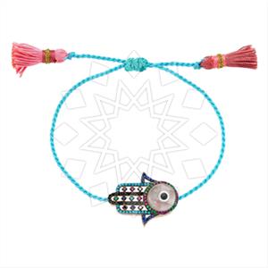 925 Sterling Silver Hamsa Hand Evil Eye Macrame String Bracelets