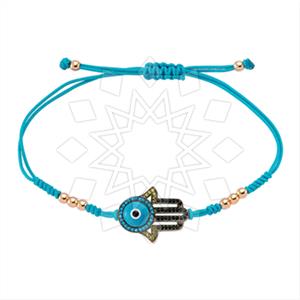 925 Sterling Silver Hamsa Hand Evil Eye Macrame String Bracelets