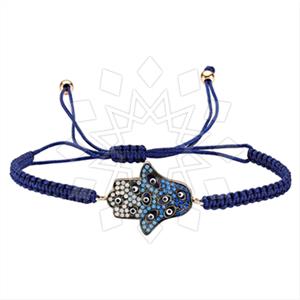 925 Sterling Silver Hamsa Hand Evil Eye Macrame String Bracelets