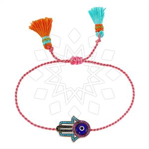 925 Sterling Silver Hamsa Hand Evil Eye Macrame String Bracelets