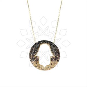 925 Sterling Silver Hamsa Hand Geometric Pendant Necklace