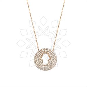 925 Sterling Silver Hamsa Hand Geometric Pendant Necklace