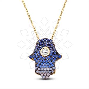 925 Sterling Silver Hamsa Hand Pendant Necklace