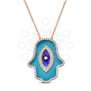 925 Sterling Silver Hamsa Hand Pendant Necklace